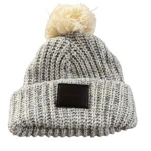 Nucor Hertford County Pom Beanie Hat Womens Gray Knit Winter Cap